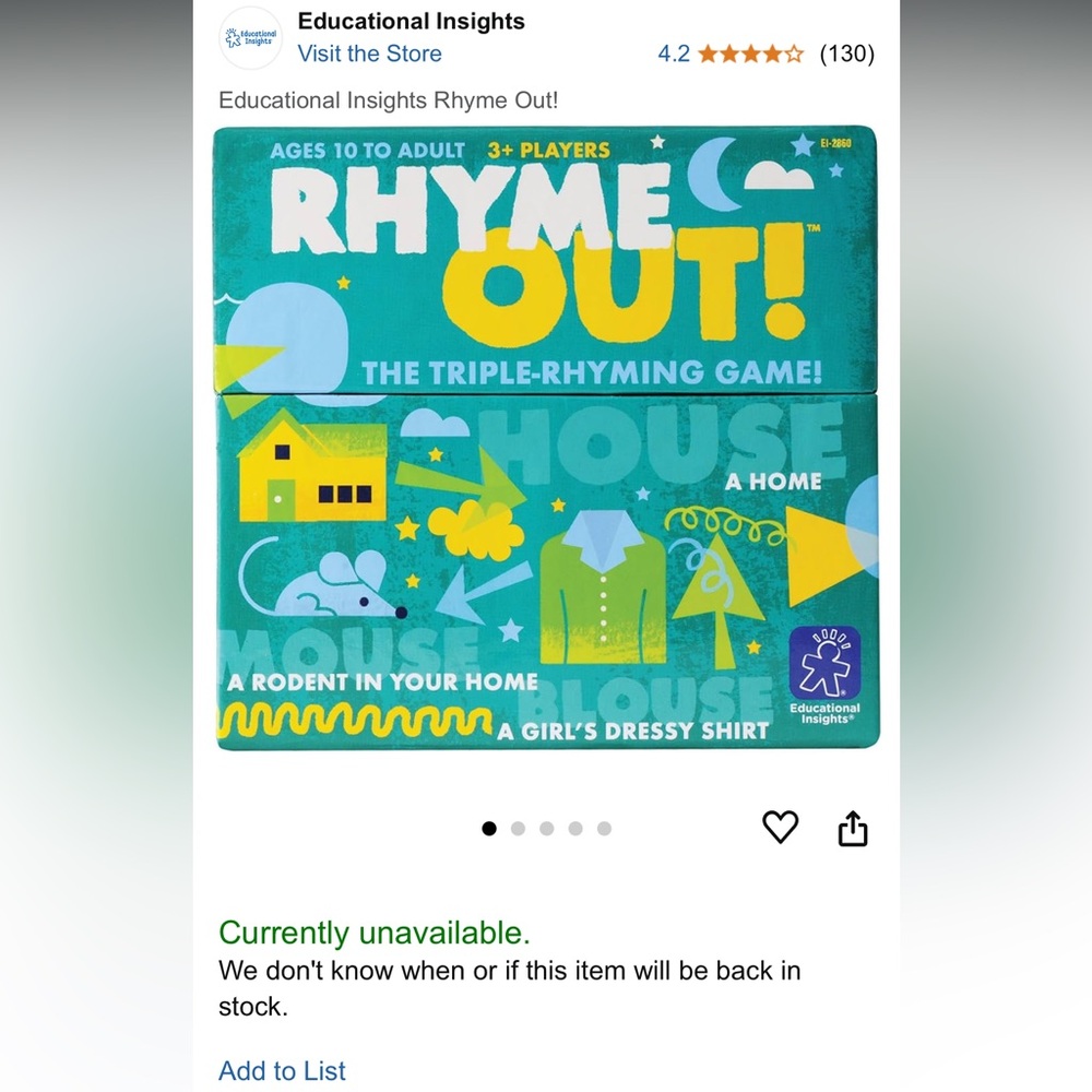 Sold! Rhyme Out Game - Picture 2 of 5